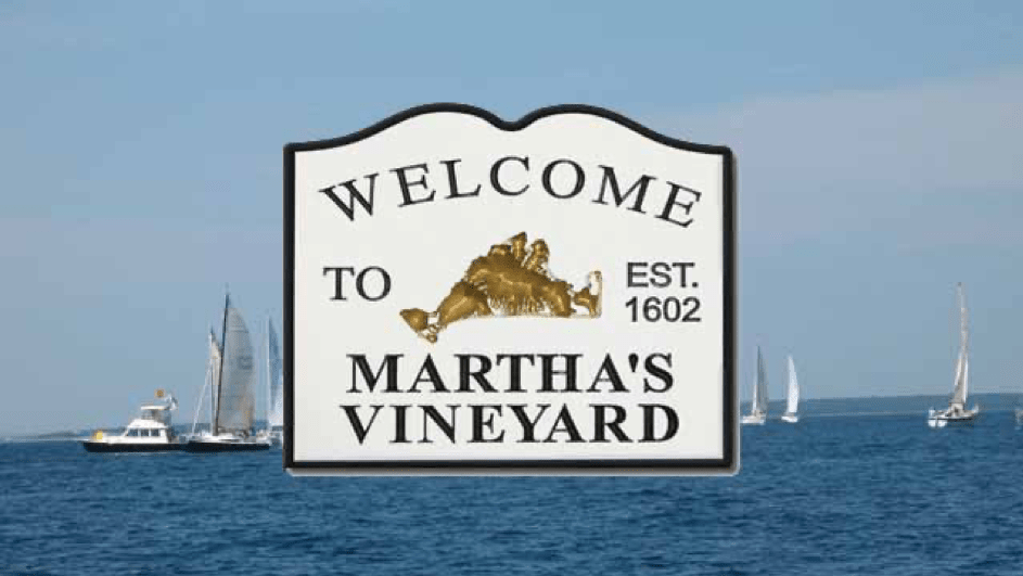 Panneau de bienvenue à Martha’s Vineyard)